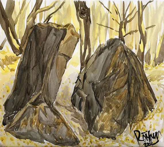 Lügenstein, Oktober 2004 (Aquarell des Autors)