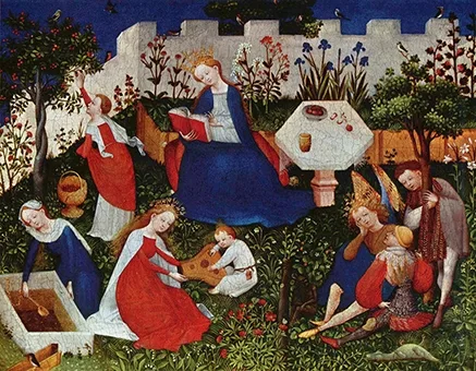 „Paradiesgärtlein“, Oberrheinischer Meister, um 1410.