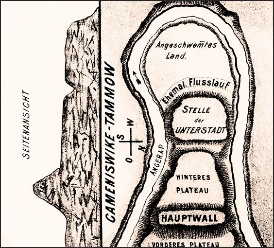 Plan of the earthworks of the Prussian–Order castle of Kamswikus-Tammowischken