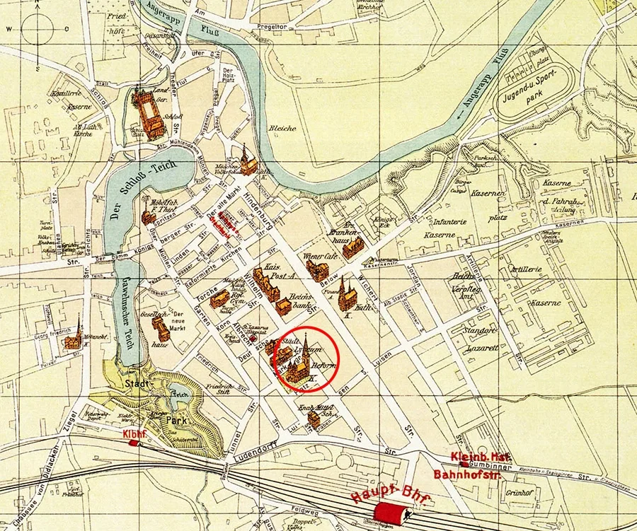 Die reformierte Kirche auf dem Plan von Insterburg
