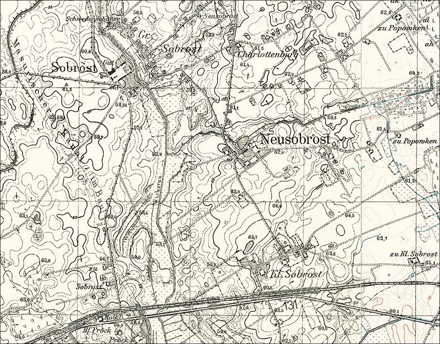 Окрестности Гросс Зоброст на карте 1938 г.