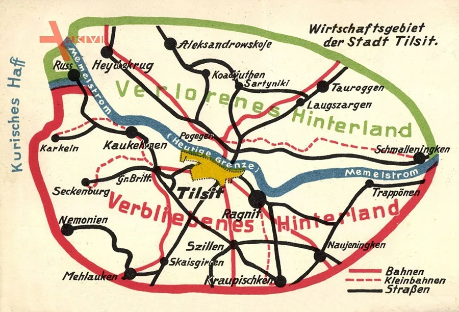 The road network around Tilsit