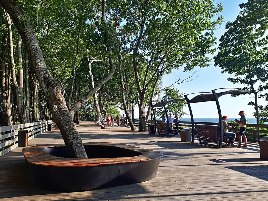 Terrace in the Moritz Becker Park in Yantarny