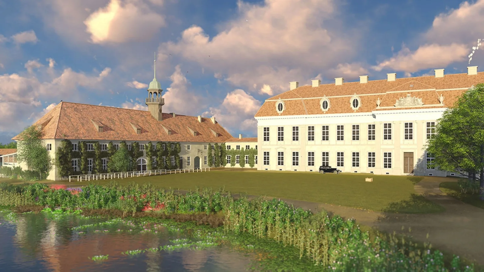Friedrichsteino rūmai saulėlydžio metu. © Artūro Sarnico studija, Herderio instituto užsakymu.