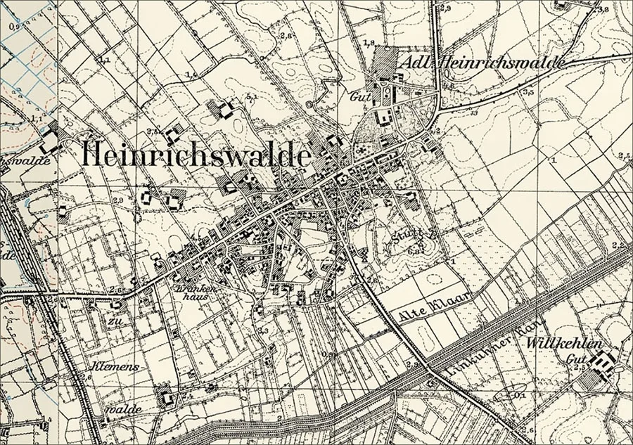 Heinrichswalde 1937 m. Rytų Prūsijos topografiniame žemėlapyje