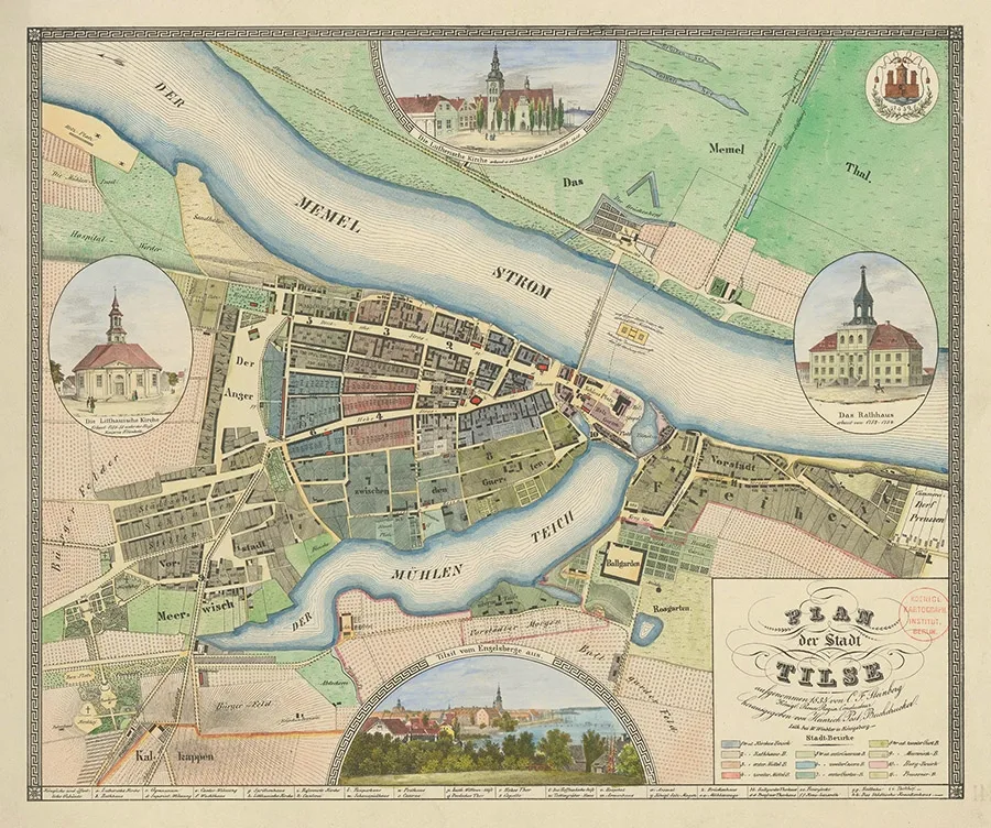 Old map of Tilsit