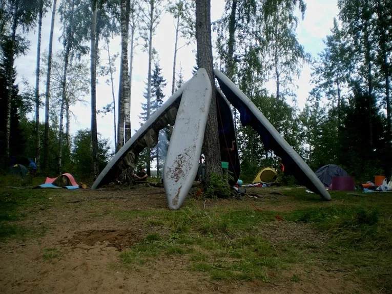 Drying the kayaks