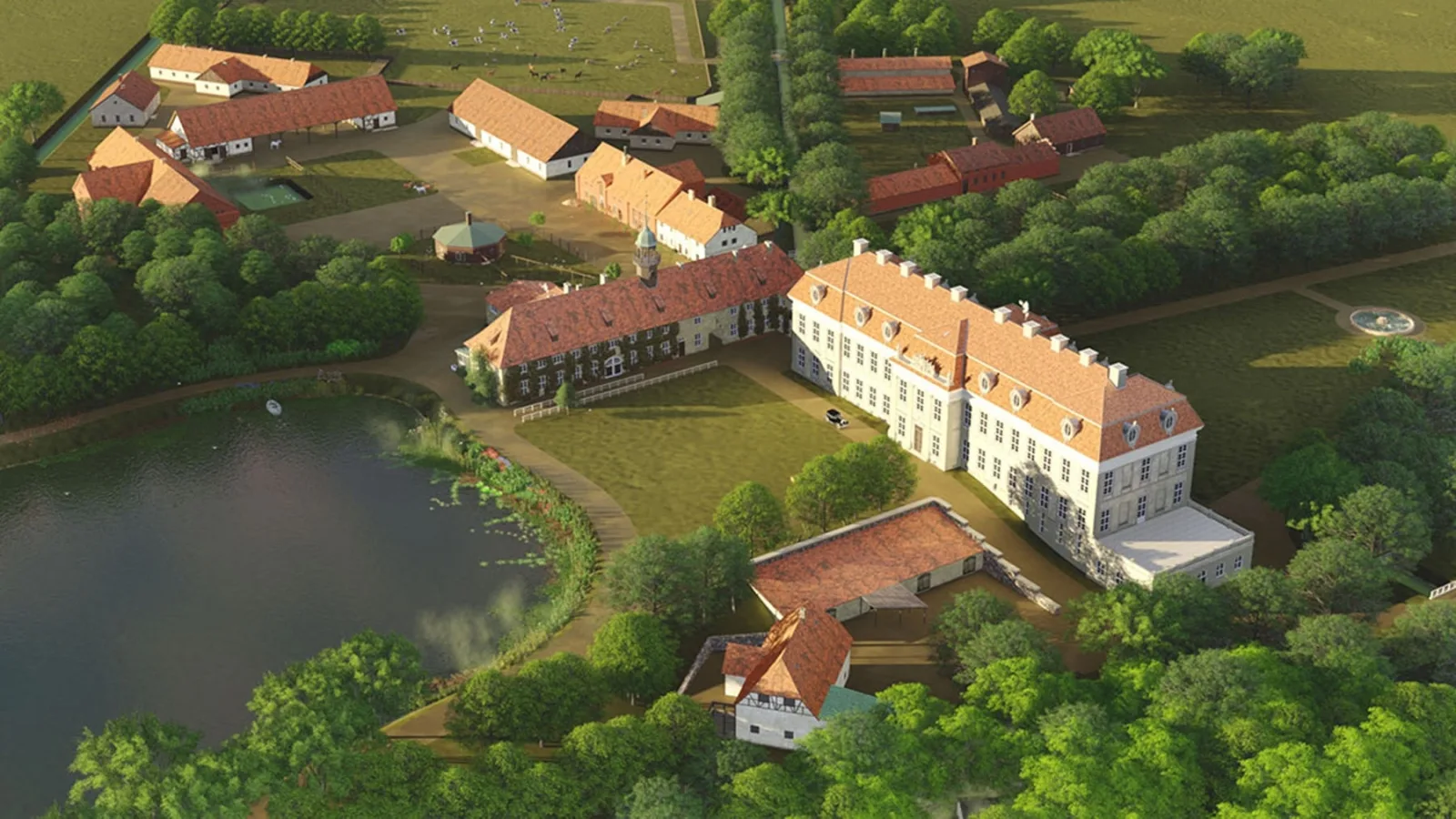 Friedrichsteino vaizdas iš paukščio skrydžio. © Artūro Sarnico studija, Herderio instituto užsakymu.