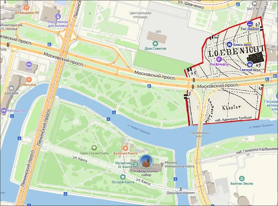 Лёбенихт на карте Калининграда