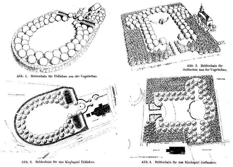 Designs for heroes' groves in the district of Insterburg