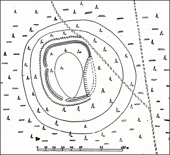 Plan of the Prussian hillfort of Klein Pöppeln