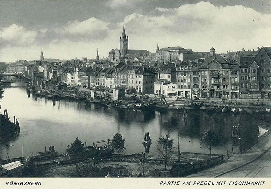 Vaizdas į Prieglių, Žuvų turgų, Altštatą ir Karaliaučiaus pilį