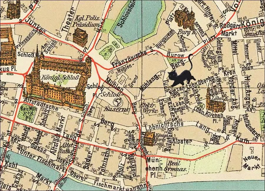 Кошачий спуск на карте 1901 года