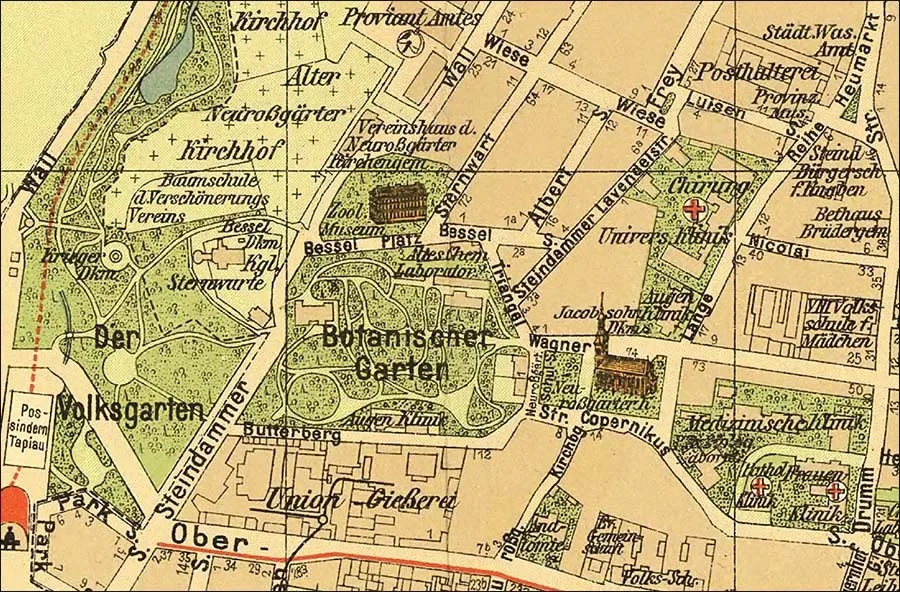 Neurossgarten on a map of 1901