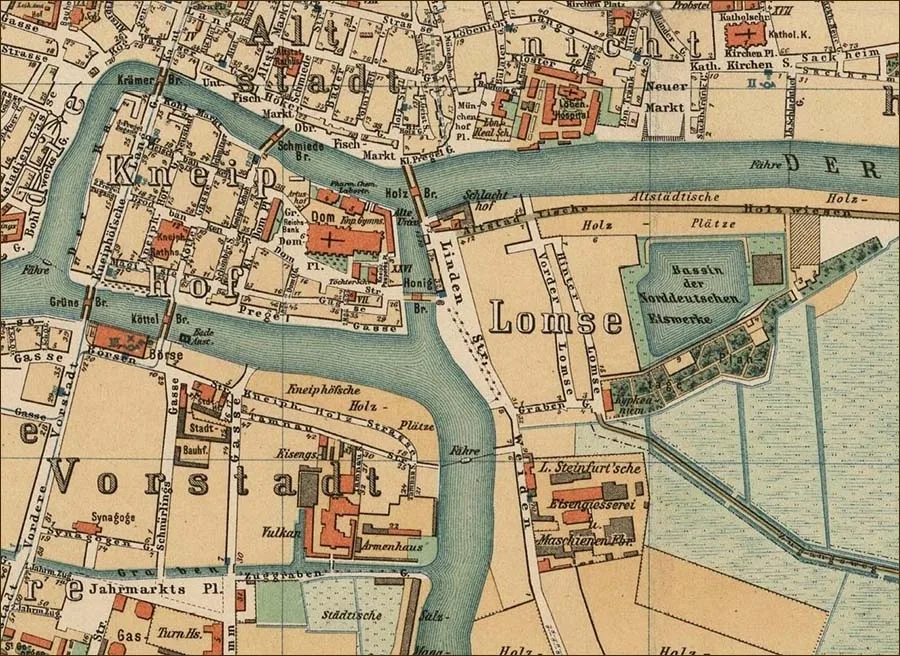 Lomse on a map of Königsberg