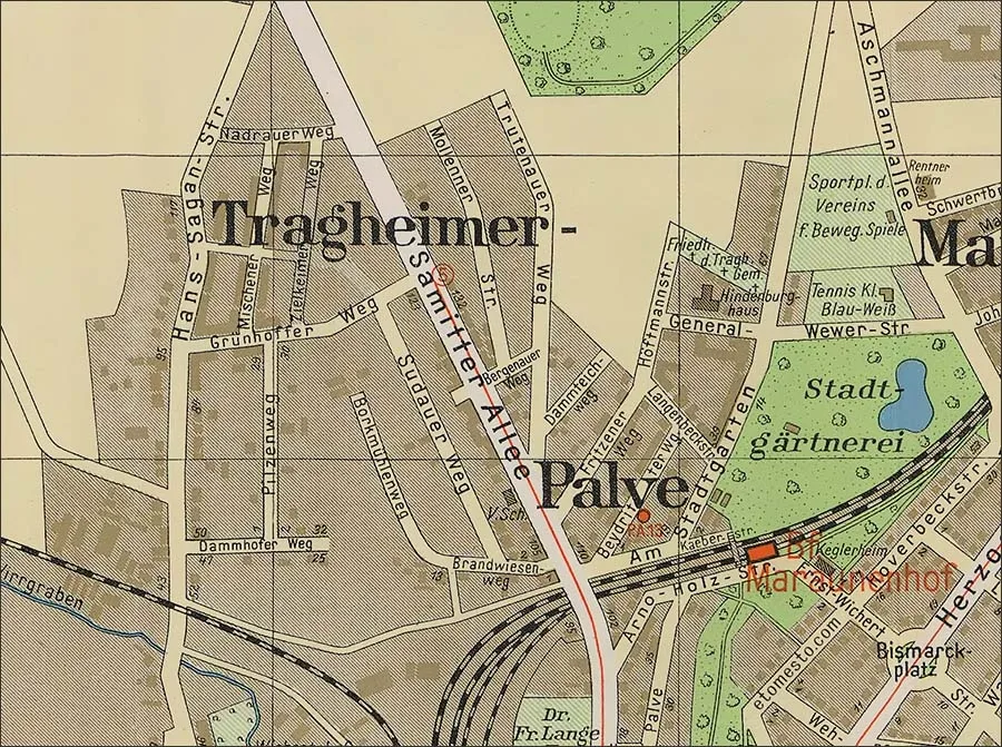 Tragheimer Palve on a map of Königsberg