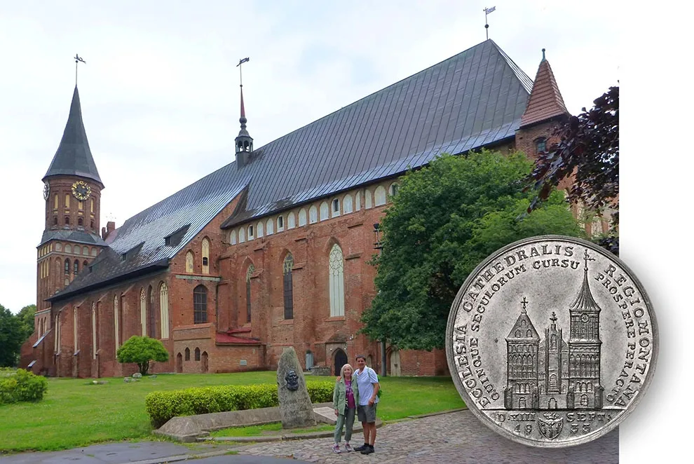 Vera Paschke with her son Charles at the Konigsberg Cathedral